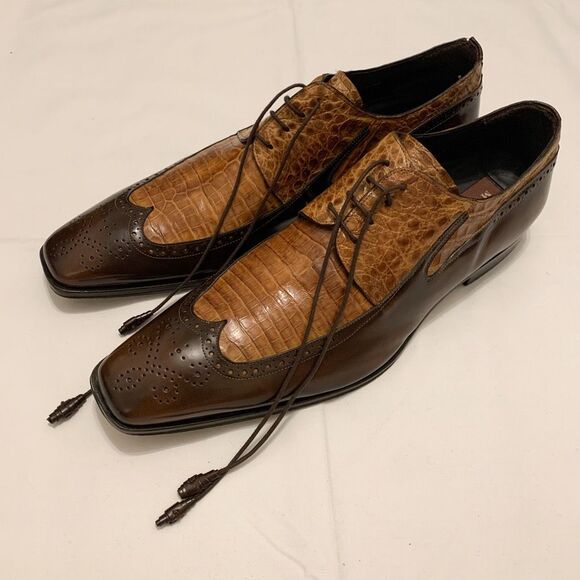 MEZLAN Sz 14 M Genuine Crocodile Leather Oxfords Dress Shoes - Picture 1 of 11